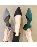 Classic Designer Low-heel Shoes Woman Pointed Toe Candy Color Pumps Shallow Mouth Summer Mules Shoes Sandals Waterproof Non-slip