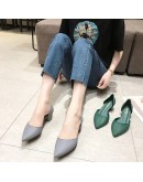 Classic Designer Low-heel Shoes Woman Pointed Toe Candy Color Pumps Shallow Mouth Summer Mules Shoes Sandals Waterproof Non-slip