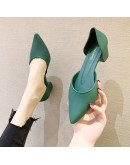 Classic Designer Low-heel Shoes Woman Pointed Toe Candy Color Pumps Shallow Mouth Summer Mules Shoes Sandals Waterproof Non-slip