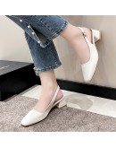 Orange  Design Slingbacks Pumps Women 2023 Autumn Square Toe High Heels Shoes Woman PU Leather Thick Heeled Shoes