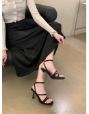 2023 Summer Narrow Band Women Sandal  Crystal Ladies Elegant Gladiator Shoes Thin High Heel Dress Party Pumps