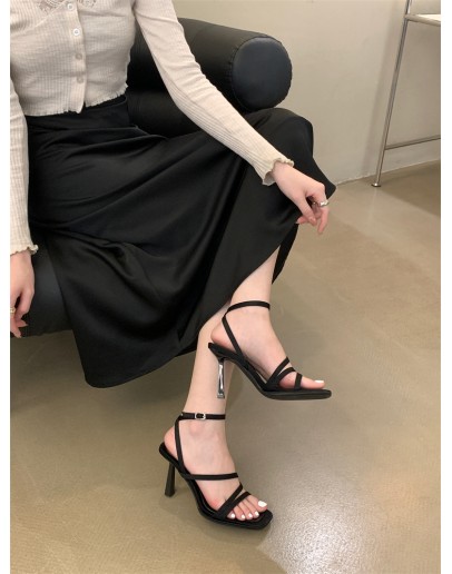 2023 Summer Narrow Band Women Sandal  Crystal Ladies Elegant Gladiator Shoes Thin High Heel Dress Party Pumps