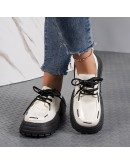 Patent Leather High Heels Pumps Women 2023 Spring White Thick Soled Platform Shoes Woman Casual Lace Up British Style Dad Shoes