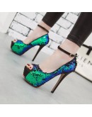 Sexy Bling Summer High Heels Women Platform Thin High Heels Sandals Peep Toe Party Dress Pumps Shoes Female 2023  32-43