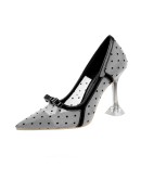 miaoguan Clear Heels For Women Sweet elegant Dress Shoes Womens Fetish High Heels Sexy  Summer Shoes Woman Heels 