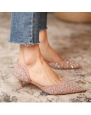 Women's Wedding Bridal Shoes Crystal Elegant Pointed Toe Medium Heels Sexy Women's Party Shoes Pumps Designer Ladies Autumn