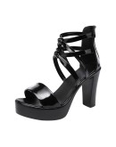 Arrival Platform Sandals Women's Wedding Shoes 2023 Summer High Heels Gladiator Sandals Patent Leather Sandals