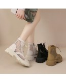 Women's Boots Sandals  Summer  Women's Ankle Boots Women Shoes Spring and Summer Lace Round Toe Martin Boots