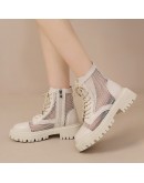 Women's Boots Sandals  Summer  Women's Ankle Boots Women Shoes Spring and Summer Lace Round Toe Martin Boots