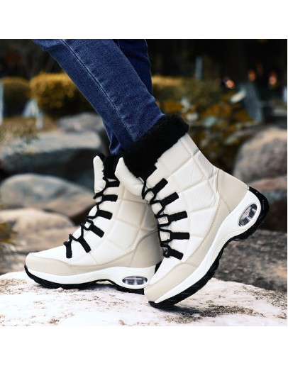 Winter Women Boots High  Warm Snow Boots Lace-up Comfortable Ankle Boots Outdoor Waterproof Hiking Boots Size 36-42