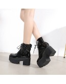 Women Platform Gothic Boots  Angel Wing Ankle Booties High Heels Leather Ladies Punk Sexy Shoes Thick Sole Autumn Winter