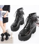 Women Platform Gothic Boots  Angel Wing Ankle Booties High Heels Leather Ladies Punk Sexy Shoes Thick Sole Autumn Winter