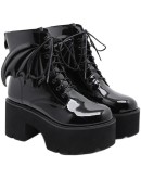 Women Platform Gothic Boots  Angel Wing Ankle Booties High Heels Leather Ladies Punk Sexy Shoes Thick Sole Autumn Winter