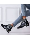 2023  Women Shoes Large Size Vintage Ethnic Style Embroidered with Rhinestones Thick Heels 5cm Women Boot