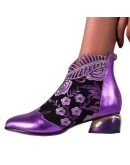 2023  Women Shoes Large Size Vintage Ethnic Style Embroidered with Rhinestones Thick Heels 5cm Women Boot