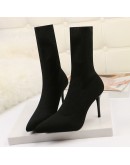 Sexy Sock Boots Knitting Stretch Boots High Heels for Women  Shoes Pointed Spring Autumn Ankle Boots Booties Female Black