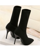 Sexy Sock Boots Knitting Stretch Boots High Heels for Women  Shoes Pointed Spring Autumn Ankle Boots Booties Female Black