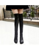 Long Leather Boots Women's Over-the-knee Skinny Boots  Autumn And Winter Long-tube High-heeled Stretch Boots