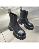 2023  Women's Ankle Boots High Heel Round Head Thick Heel Back Zipper  Boots Platform Shoes Boots Women