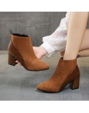 Women's Boots Square Toe Yarn Elastic Ankle Boots Thick Heel High Heels Shoes Woman Female Socks Boots  Autumn Winte 