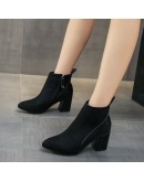 Women's Boots Square Toe Yarn Elastic Ankle Boots Thick Heel High Heels Shoes Woman Female Socks Boots  Autumn Winte 