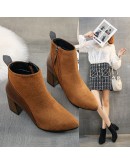 Women's Boots Square Toe Yarn Elastic Ankle Boots Thick Heel High Heels Shoes Woman Female Socks Boots  Autumn Winte 