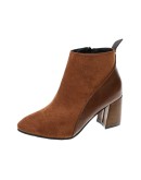 Women's Boots Square Toe Yarn Elastic Ankle Boots Thick Heel High Heels Shoes Woman Female Socks Boots  Autumn Winte 