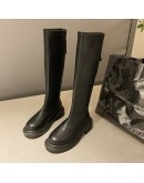 Black Patent Leather Ankle Boots Round Toe Party Beige Ladies  Winter Long Women's Thigh High Botas Mujer Comfortable