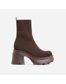 Women Boots Flying Weaving Short Boots Large Socks Women Shoes Thick Heel Sleeve High Heel Round Head Casual Platform Boots