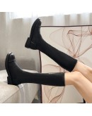 2023  PU Leather Winter Warm High Boots Women's Slip on Chunky Knee High Shoes Ladies Long Platform Stretch Boots Autumn