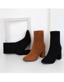 Black Brown Flock Thick Heel Ankle Boots Women's Winter Shoes Nice Elegant High Heel Pointed Toe Keep Warm Short Booties Ladies