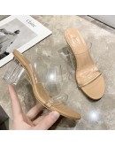 Summer High Heels Women Shoes  Transparent Heels Sexy Bridal  Hollow Breathable Slippers Square Toe Female Clear Slides