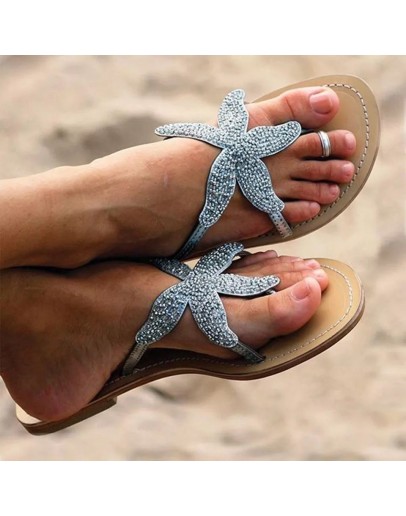  Beaded Gold Slippers Women Summer Beach Sandals Outdoor Cute Starfish Sandals Ladies Flip Flops Plus Size 43 Slides