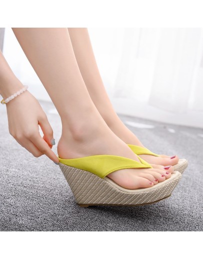 Bohemia Beach Sandals Wedge Platform Thongs Slippers Flip Flops Summer Shose for Women Girls  Ladies Shoes and Sandals