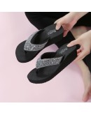 Summer Women Flip Flops Casual Sequins Anti-slip Slippers Beach Flip Flat Sandals Beach Open Toe Shoes For Ladies Shoes