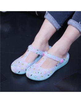 Miaoguan Summer Jelly Shoes Flat Simple Women Sandals   Casual Slipper Woman Breathable PVC Sandals Plus Size 