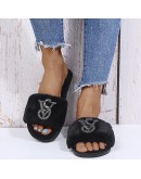 Summer Women Shoes Fur Slippers Flat Sandals Female Open-Toe Shoes Women Sandals Casual Plush Style Ladies Winter Plus Size