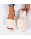  Women Slippers Casual Shoes Breathable Outdoor Pure Color Love Heart Plush Slippers Bedroom Non-slip Soft Floor Shoes