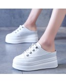 Pu Leather 8cm High Heels Sneaker Slippers Summer for Women Slides Slipper Platform Female Classic Sports Shoes Woman's 