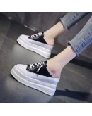 Pu Leather 8cm High Heels Sneaker Slippers Summer for Women Slides Slipper Platform Female Classic Sports Shoes Woman's 