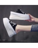 Pu Leather 8cm High Heels Sneaker Slippers Summer for Women Slides Slipper Platform Female Classic Sports Shoes Woman's 